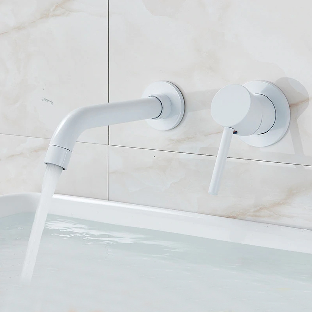 Fontana Milan Single Lever Wall Mount White 8.27" (210MM) Sink Faucet